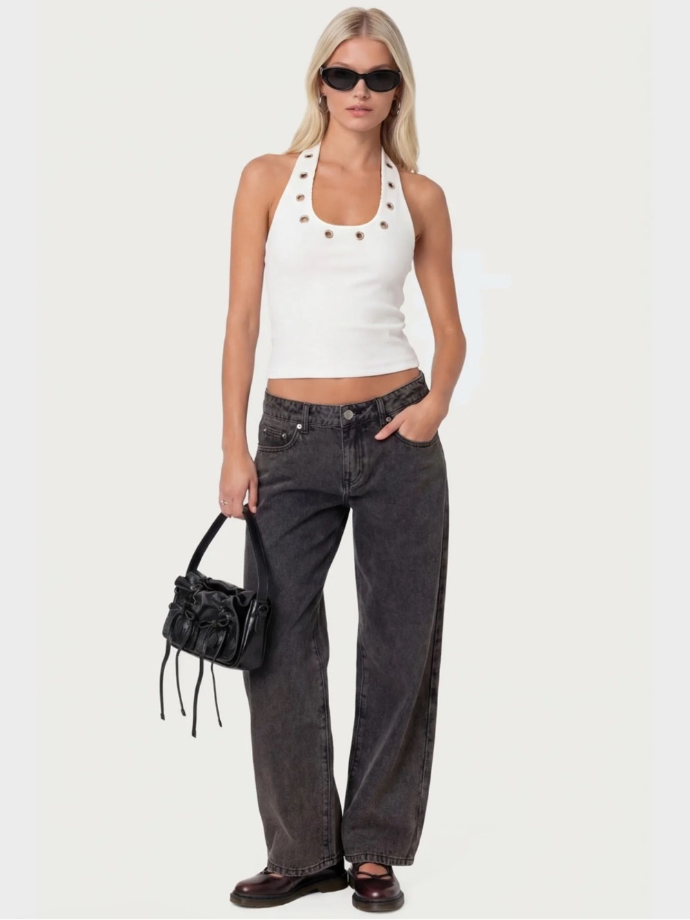 Edikted Raelynn Washed Low Rise Baggy Jeans (PETITE LENGTH)